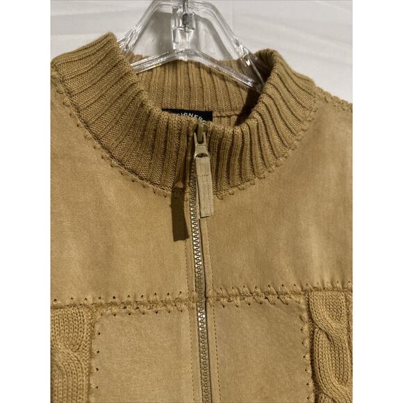 Real Leather Vest Ribbed Designer Studio Original Women’s Size M Cable knit - Picture 8 of 13